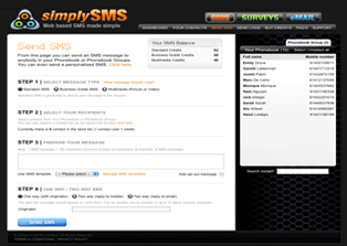 Simply SMS send SMS pageimage